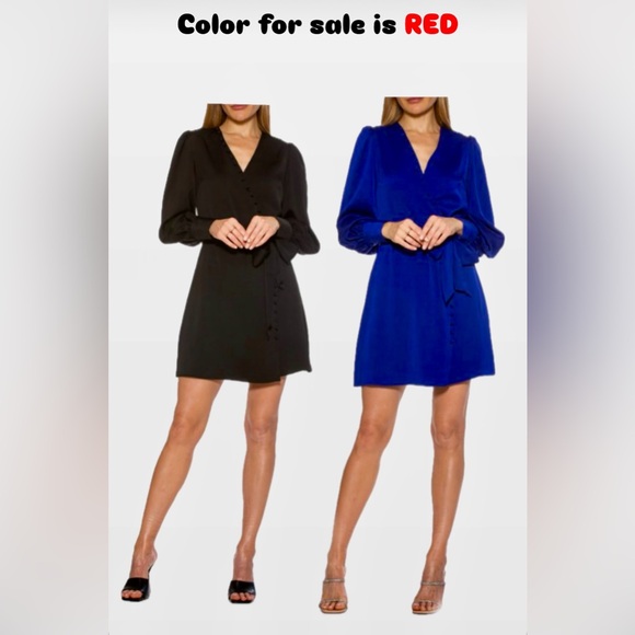 NWT ALEXIA ADMOR Arya Button-Front Wrap Red Dress, Size 8 - Picture 5 of 5